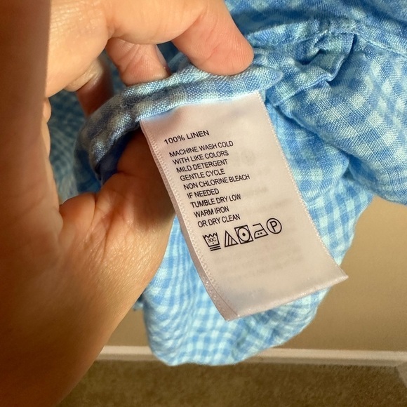 Tommy Bahama gingham check 100% linen tie tront top size L or M - Picture 4 of 5